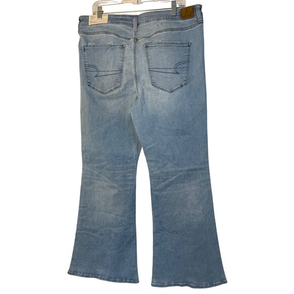 American Eagle Womens Super High-Rise Flare Jeans Size 18 Light Wash RP10499 - Picture 2 of 10